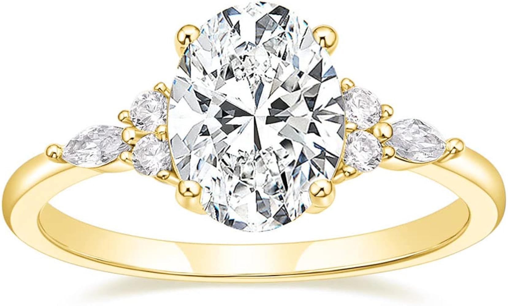 TIGRADE 3CT Engagement Ring Oval Cut Cubic Zirconia Marquise Round CZ Eternity Wedding Band for W... | Amazon (US)