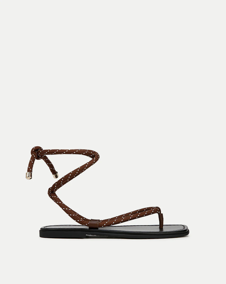 Carmina Cord Wrap Sandal in Cedar/Coconut | Veronica Beard | Veronica Beard