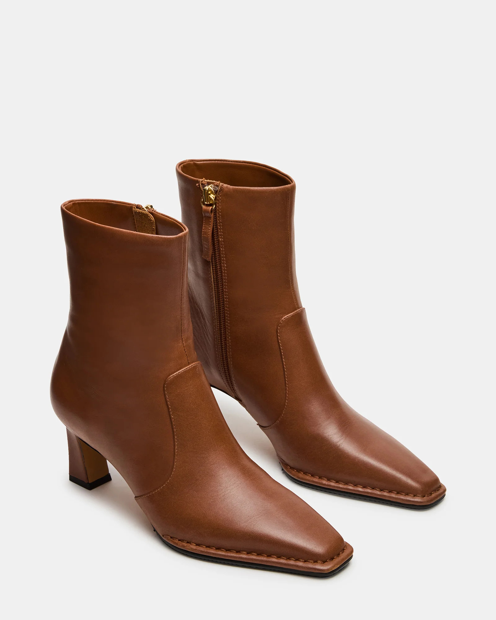 FARE Tan Leather Square Toe Women's Ankle Boot | Steve Madden (US)