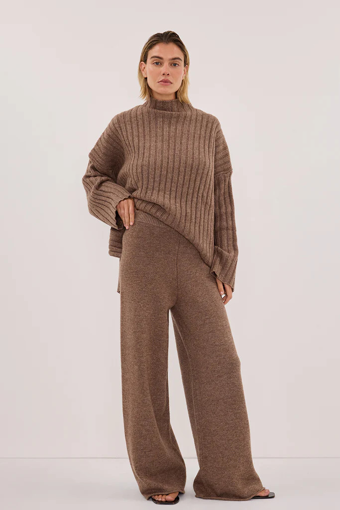 TUCSON MOCHA WIDE LEG KNIT PANT | DISSH