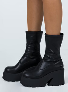 Windsor Smith Found Black Stretch Sock Boot | Princess Polly US