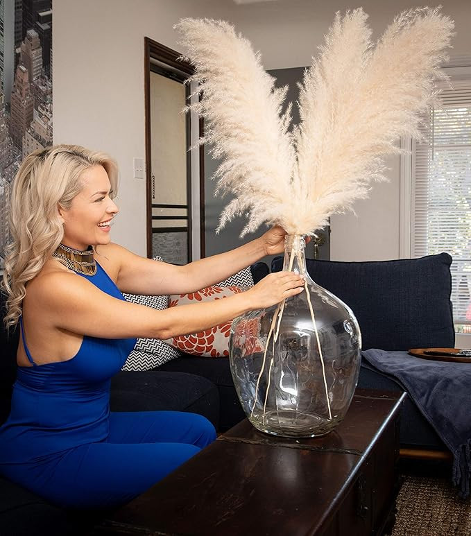 Feathers for Vase - 3 46" Large Pampas Grass Decor Tall - Dried Pampas Grass Vase - Boho Plants -... | Amazon (US)