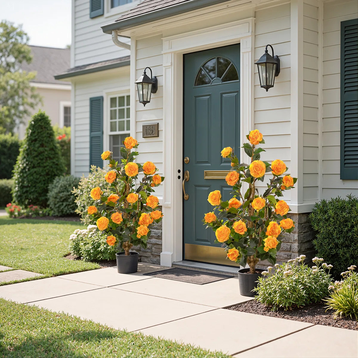 Artificial Camellia Tree 3.3 FT 2 Pack,with Blooming Flowers&Natural Wood Trunk (Set of 2) | Wayfair North America
