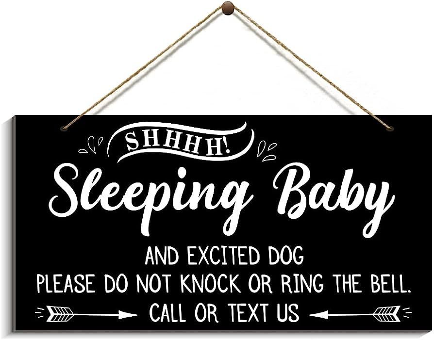 Pigort Baby Sleeping Sign Plaque Decor for Front Door, Funny Do Not Ring Doorbell Sign 6x12 Woode... | Amazon (US)