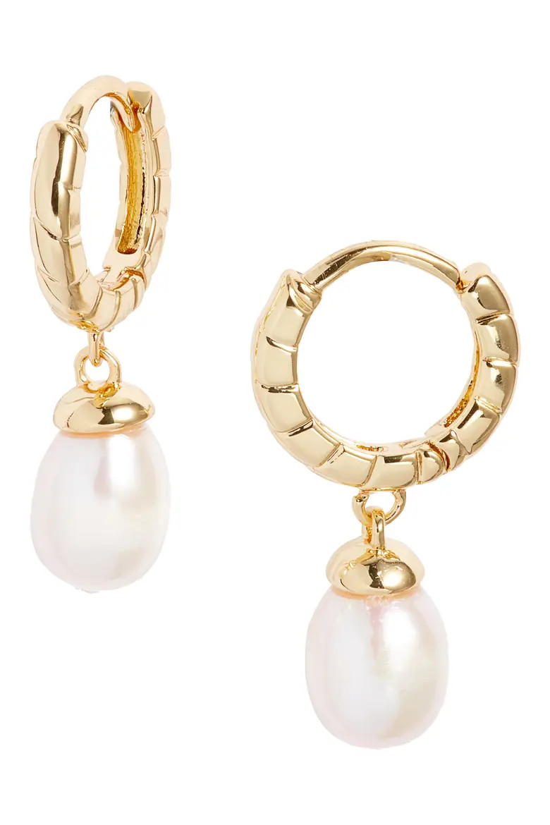 Demi Fine Freshwater Pearl Drop Hoop Earrings (Women) | Nordstrom | Nordstrom