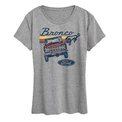 Women's Ford Bronco Stripes Short Sleeve Graphic T-Shirt - Heather Grey - Medium | Target