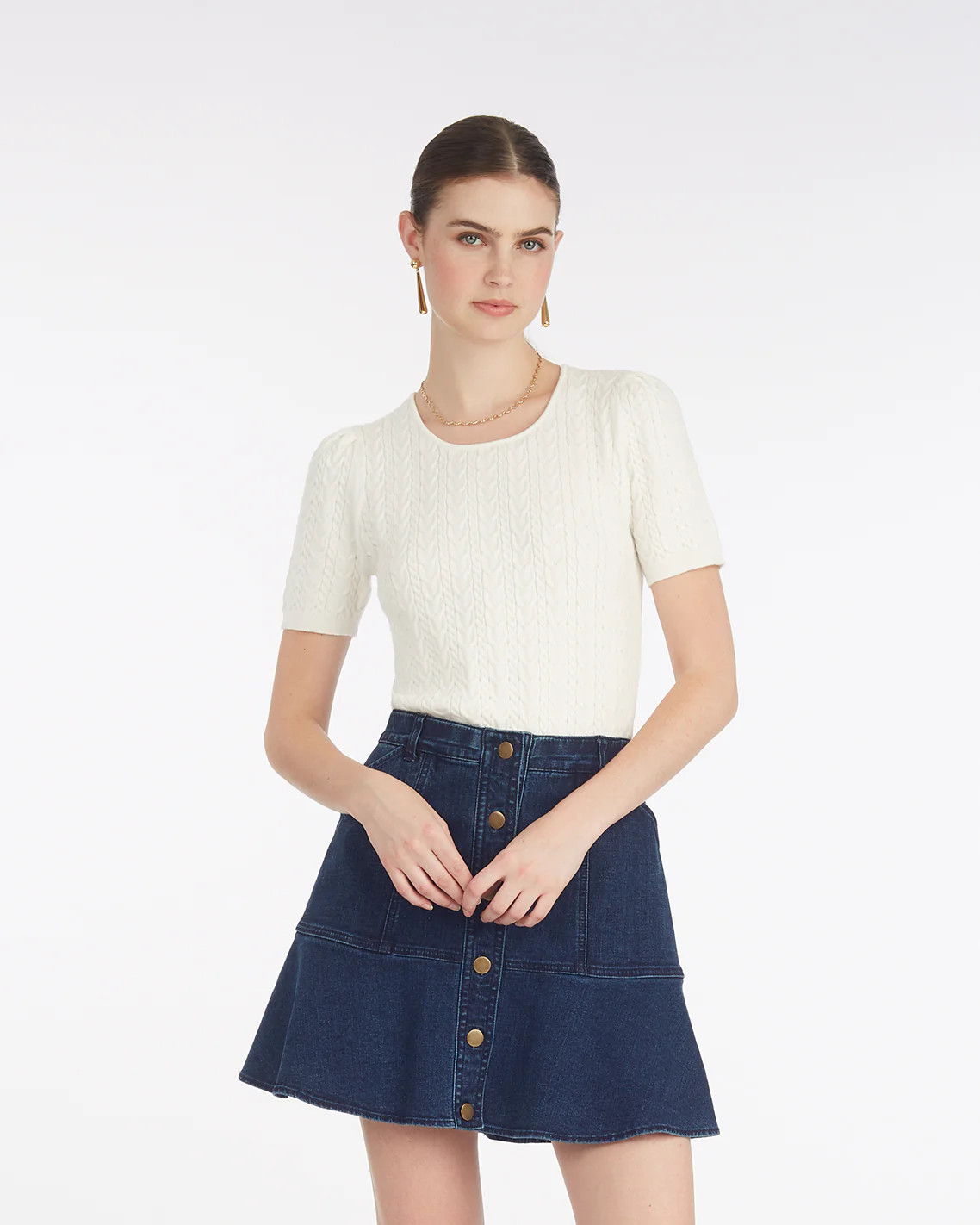 Mixed Cable Crewneck Sweater | Draper James (US)