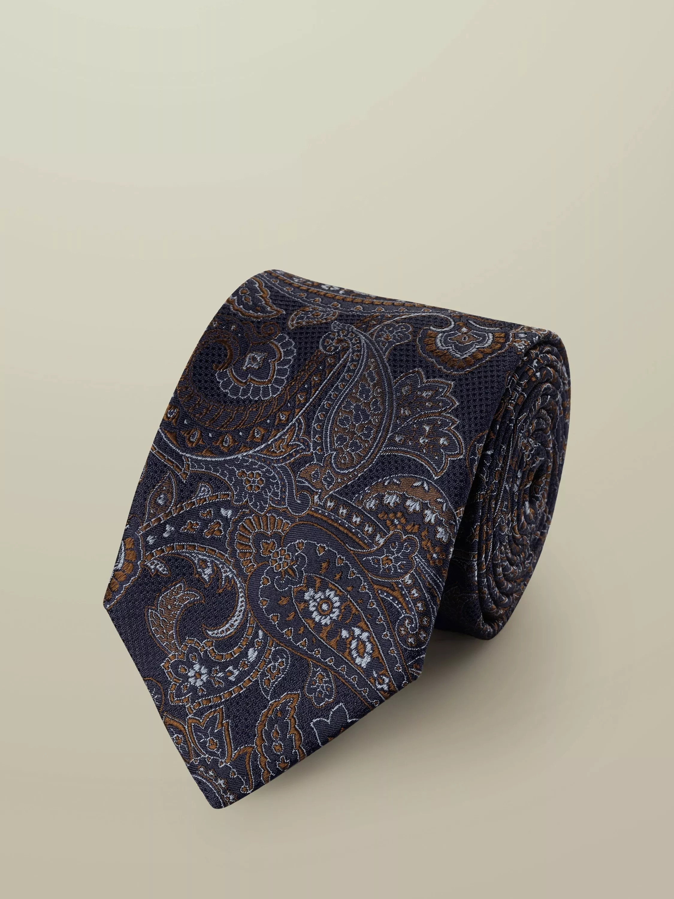 Charles Tyrwhitt Paisley Silk Tie, Navy | John Lewis (UK)