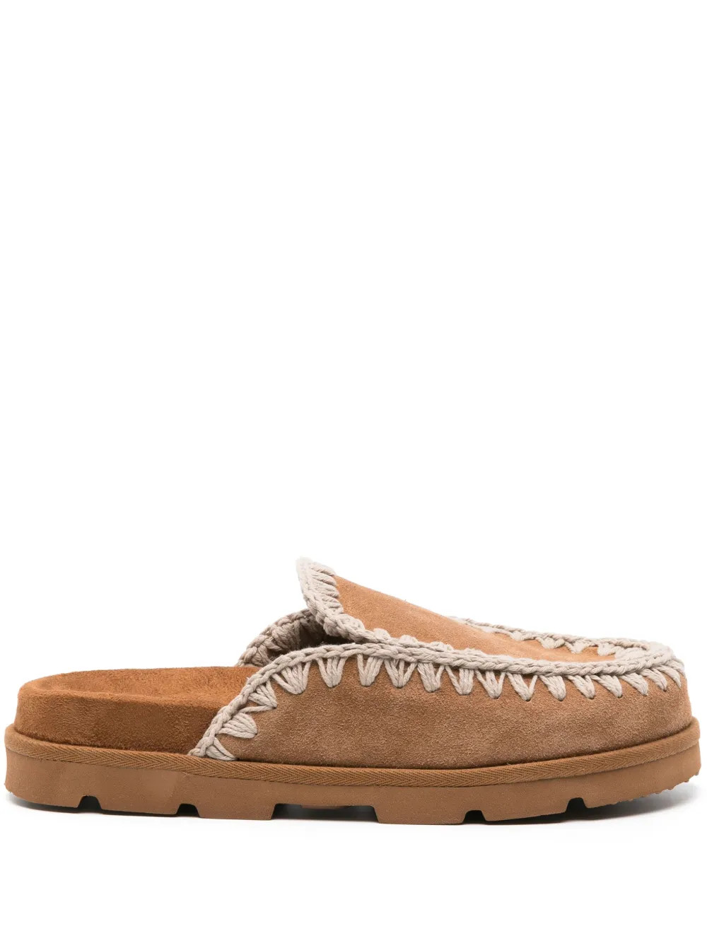 Mou whipstitch-trim Suede Mules - Farfetch | Farfetch Global