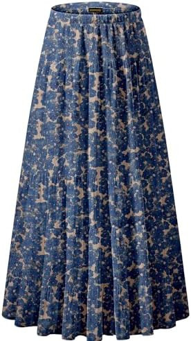 Women's Chiffon Elastic High Waist Pleated A-Line Maxi Skirts | Amazon (US)