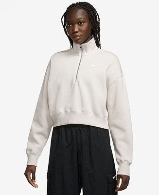 Nike Women's Sportswear Phoenix Fleece Quarter-Zip Cropped Sweatshirt - Macy's | Macy's