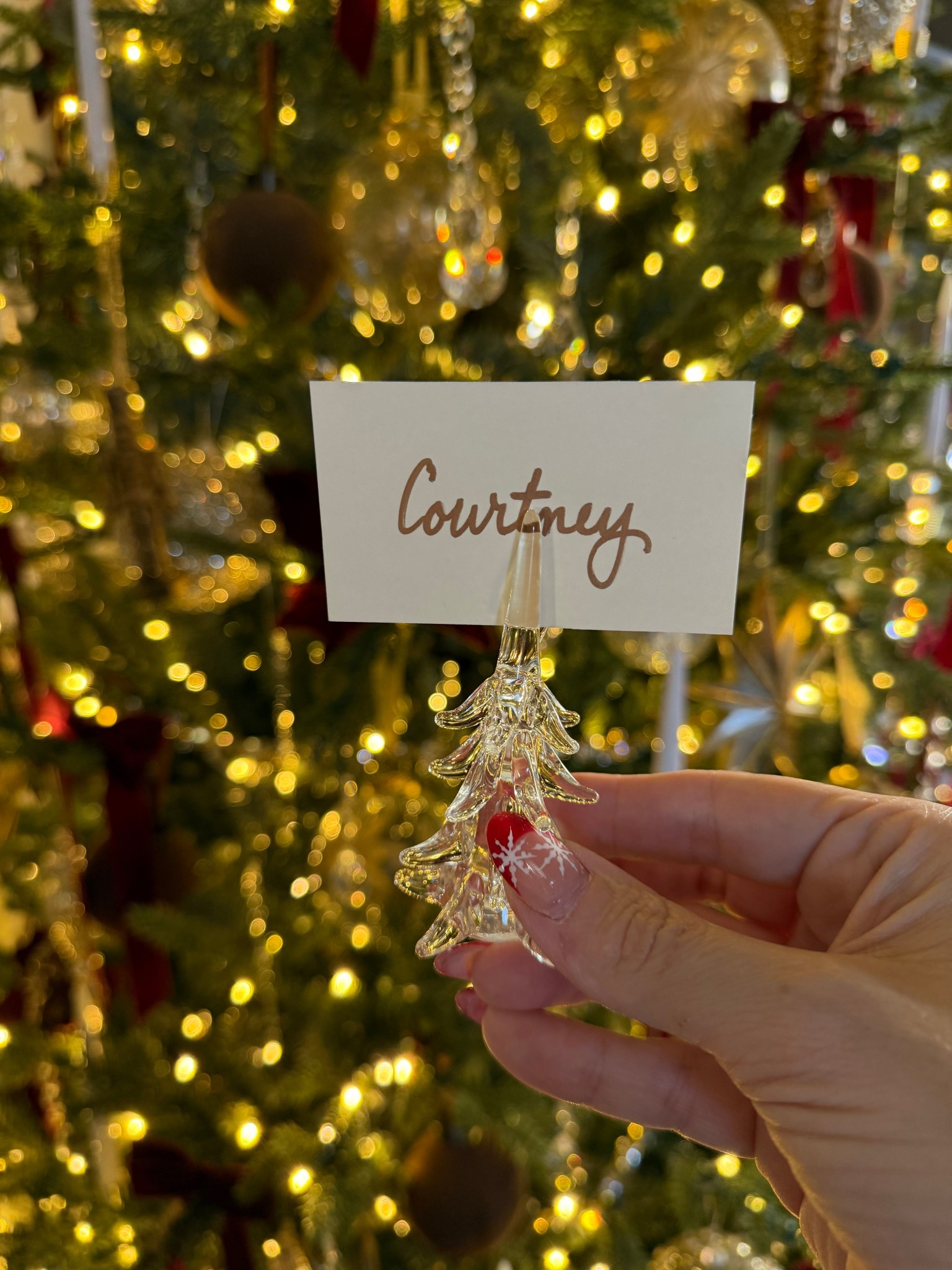 These glass Christmas tree place card holders looked so elegant on my holiday table! Buying an extra set for next year!🤗

#LTKFindsUnder50 #LTKHoliday #LTKHome