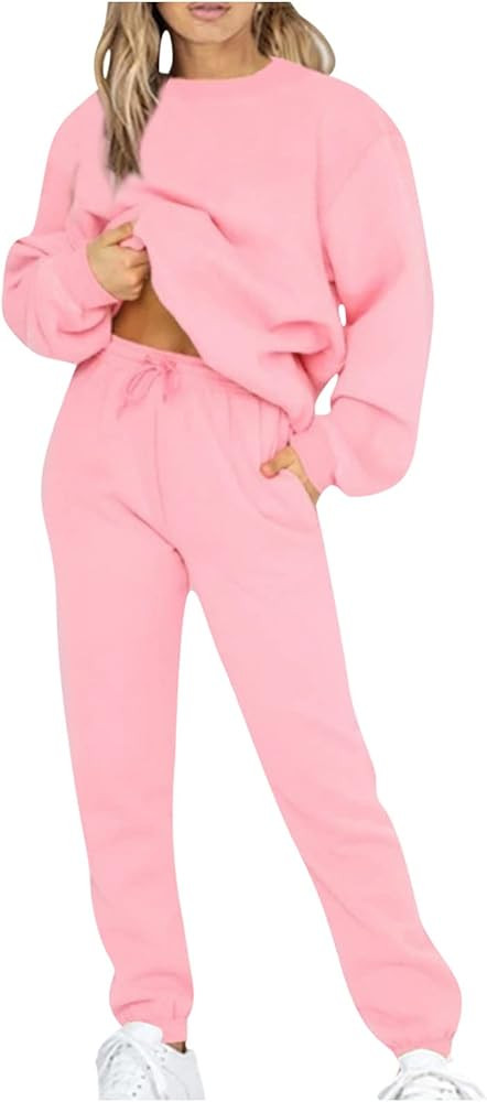 HGps8w Women's Two Piece Outfits Sweatsuit Long Sleeve Sweatshirt and Sweatpants Workout Athletic... | Amazon (US)