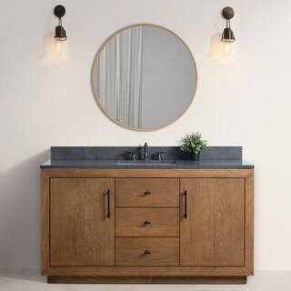 60 in. W x 22 in. D x 38 in. H Single Sink Bathroom Vanity in Tan with Black Limestone Top | The Home Depot