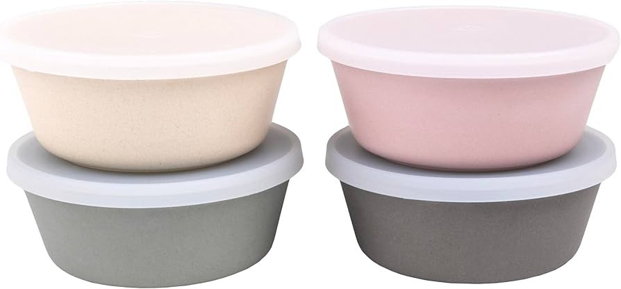 WeeSprout Bamboo Kids Bowls with Lids, Set of Four 10 oz kid-Sized Bamboo Bowls, Bamboo Kid Bowls... | Amazon (US)