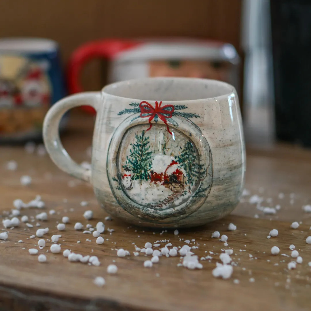 White Christmas Mug – Handmade Ceramic Coffee Mug, Snowy Cottage Core Decor Mug, New Year Gift ... | Etsy (US)