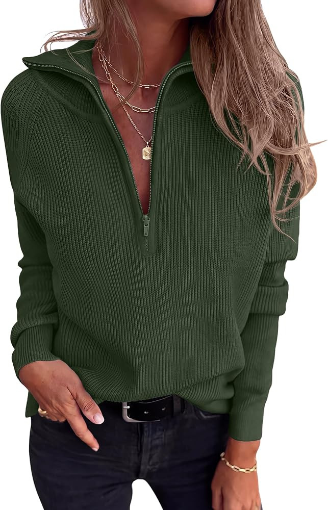 BTFBM Sweaters for Women Trendy Quarter Zip Pullover Fall Fashion Clothing | Amazon (US)