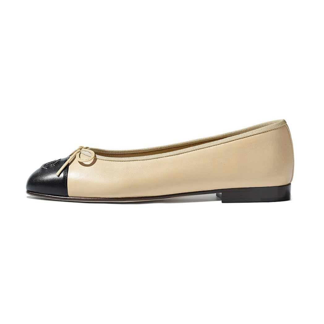 (W) Chanel Lambskin 10mm Ballet Flats Beige 'Black' EU 37 | Novelship