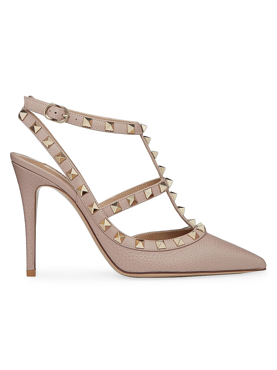 Rockstud Grainy Leather Ankle Strap Pumps 100 Mm | Saks Fifth Avenue