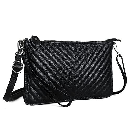 befen Black Chevron Quilting Leather Wristlet Clutch Wallet Purses Small Trendy Crossbody Bags for Women-Black Chevron Quilted | Amazon (US)