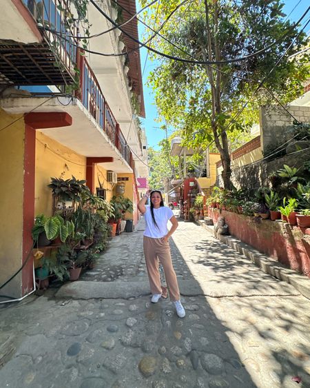 Walking through Yelapa, Jalisco, Mexico wearing comfy clothes (and my swimsuit under)! Definitely recommend bringing sunscreen, a hat, and cash when visiting Yelapa! It’s mostly hot, and sometimes rains in the afternoon, so lightweight clothes are the move. My easy essential tee is a closet staple, and runs tts (M). My pants are from 2021 but I love anything from @oakandfort (M) ✨

#LTKmidsize #LTKtravel #LTKSeasonal