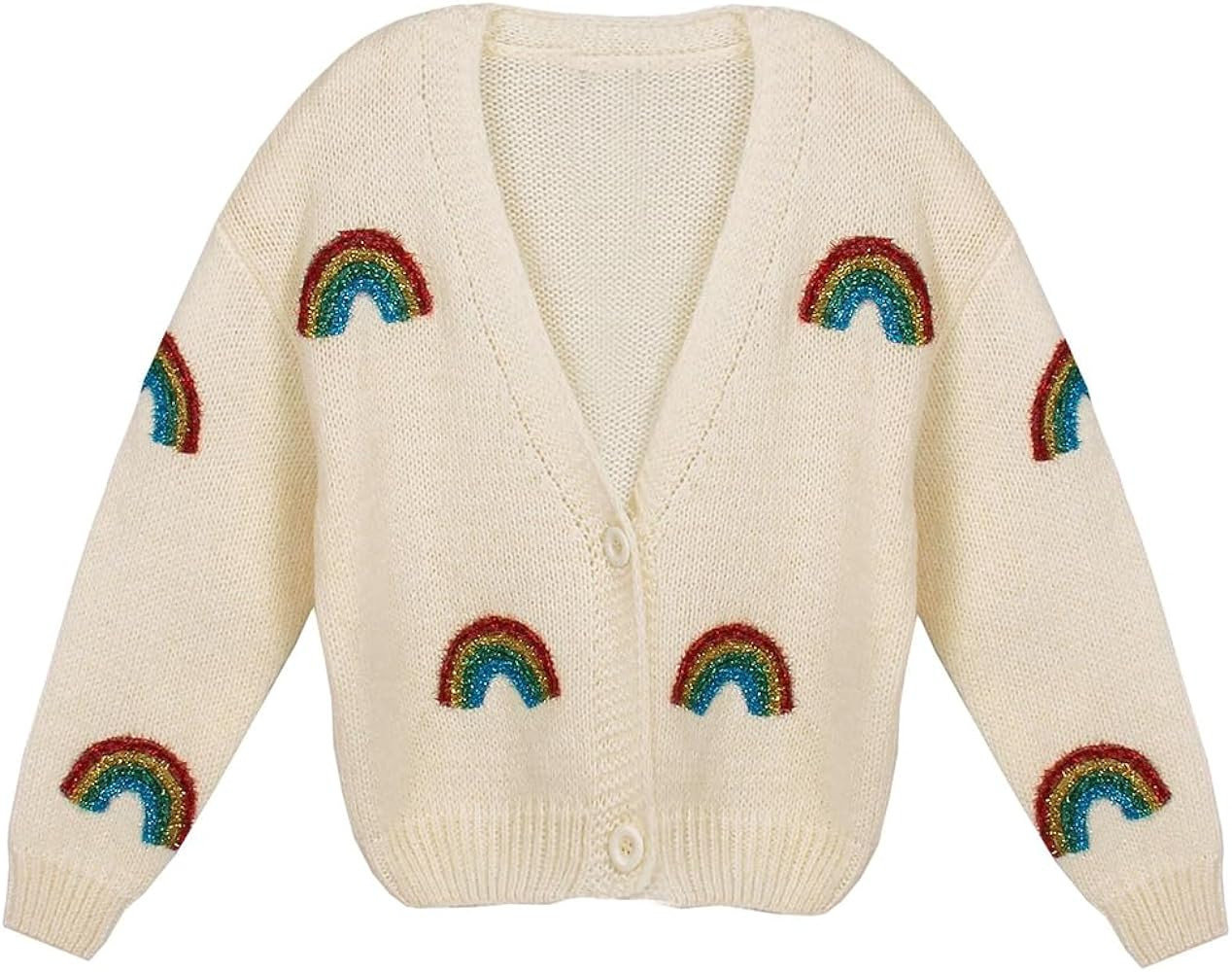 HOULENGS Women's Strawberry Print Button Down Long Sleeve V Neck Crop Cardigan Sweater | Amazon (US)