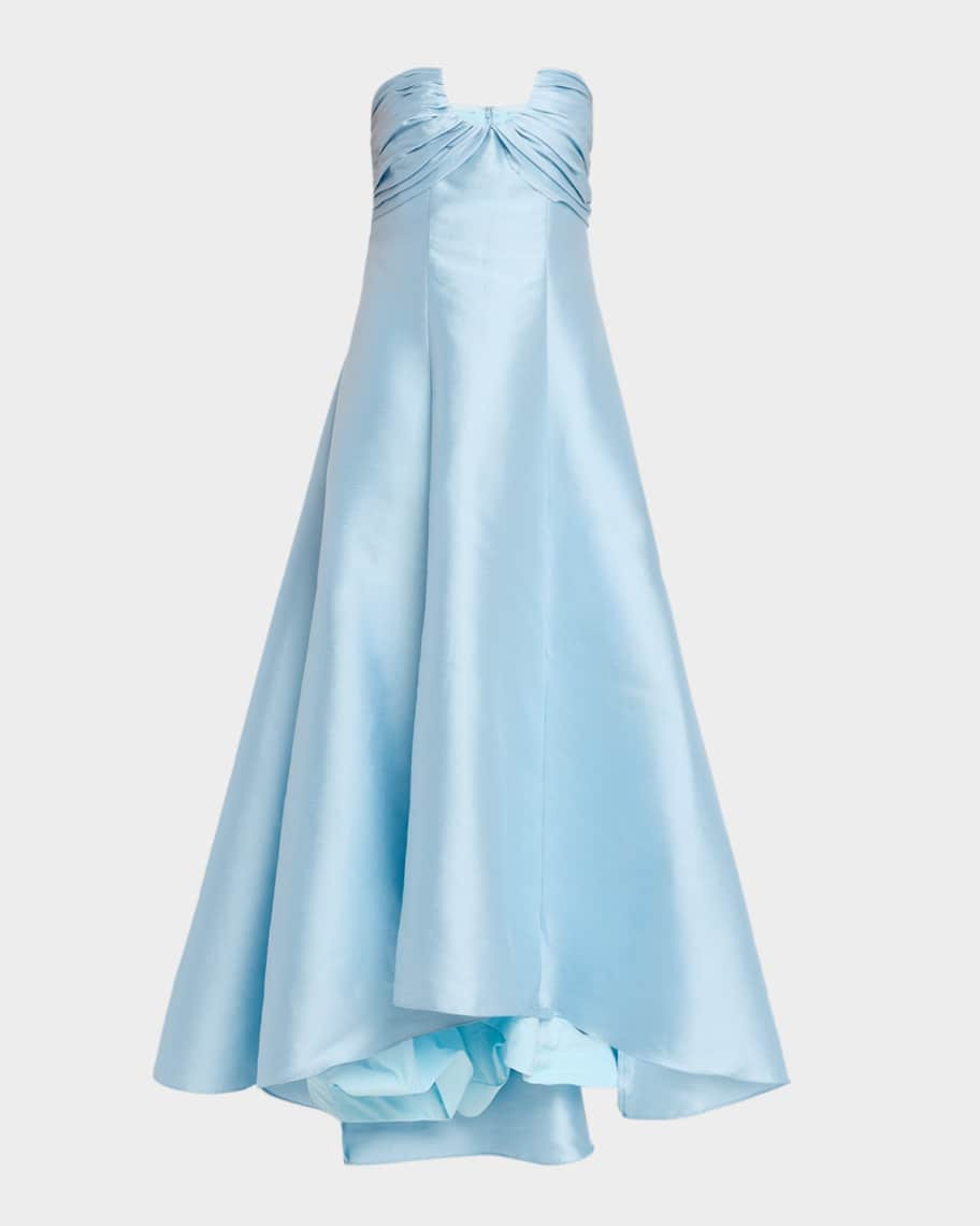 Badgley Mischka Collection Strapless High-Low Pique Gown | Neiman Marcus