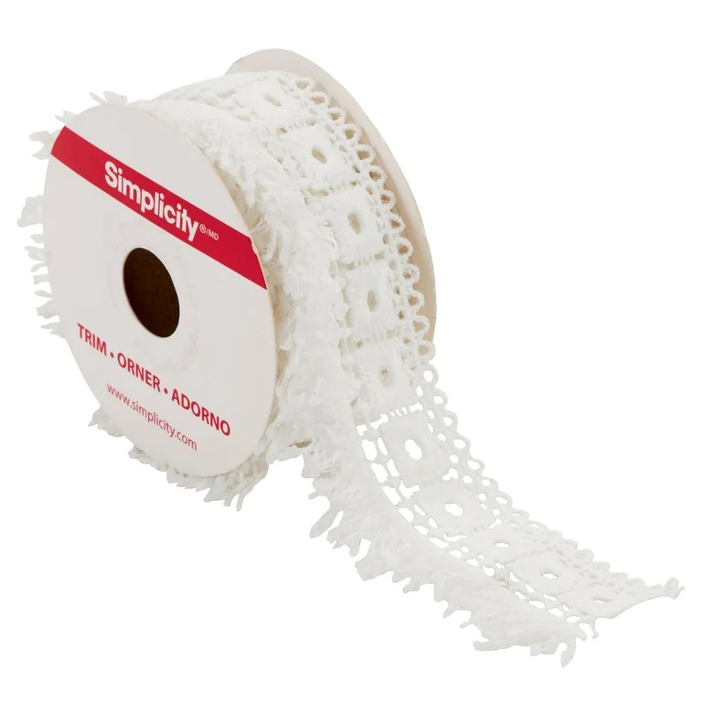 Simplicity Trim, White 1 3/4 inch Band with Fray Edge Trim Great for Apparel, Home Decorating, an... | Walmart (US)