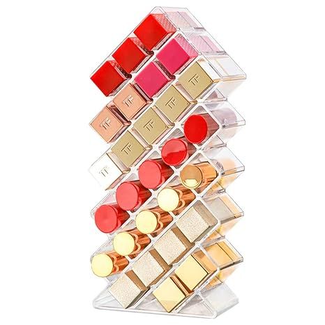 Tasybox Clear Lipstick Holder Organizer, 28 Spaces Acrylic Lipgloss Organizers and Storage Box Di... | Amazon (US)