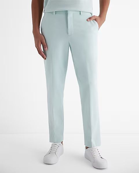 Slim Light Blue Stretch Cotton-Blend Suit Pant | Express (Pmt Risk)