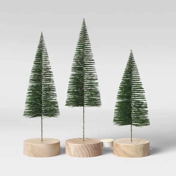 LED 3pk Skinny Bottle Brush Trees with Extended Neck - Threshold™ | Target