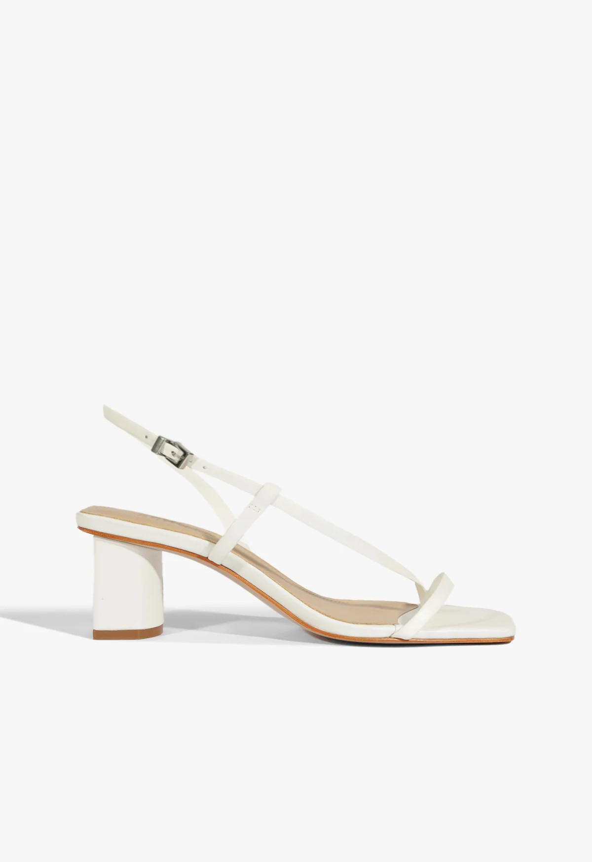 Heloise Mid Block Sandal | White | Leather | Schutz (US)
