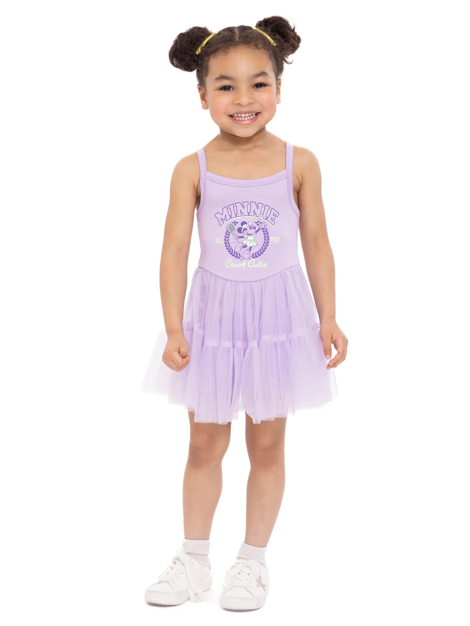 Minnie Mouse Toddler Girl Sleeveless Graphic Tulle Skirted Romper, Sizes 12 Months-5T - Walmart.c... | Walmart (US)