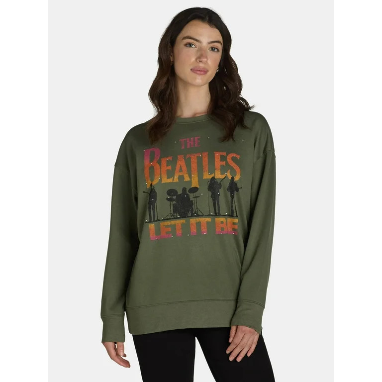 Time and Tru Women's Beatles Graphic Pullover Sweatshirt, Sizes S-XXXL | Walmart (US)