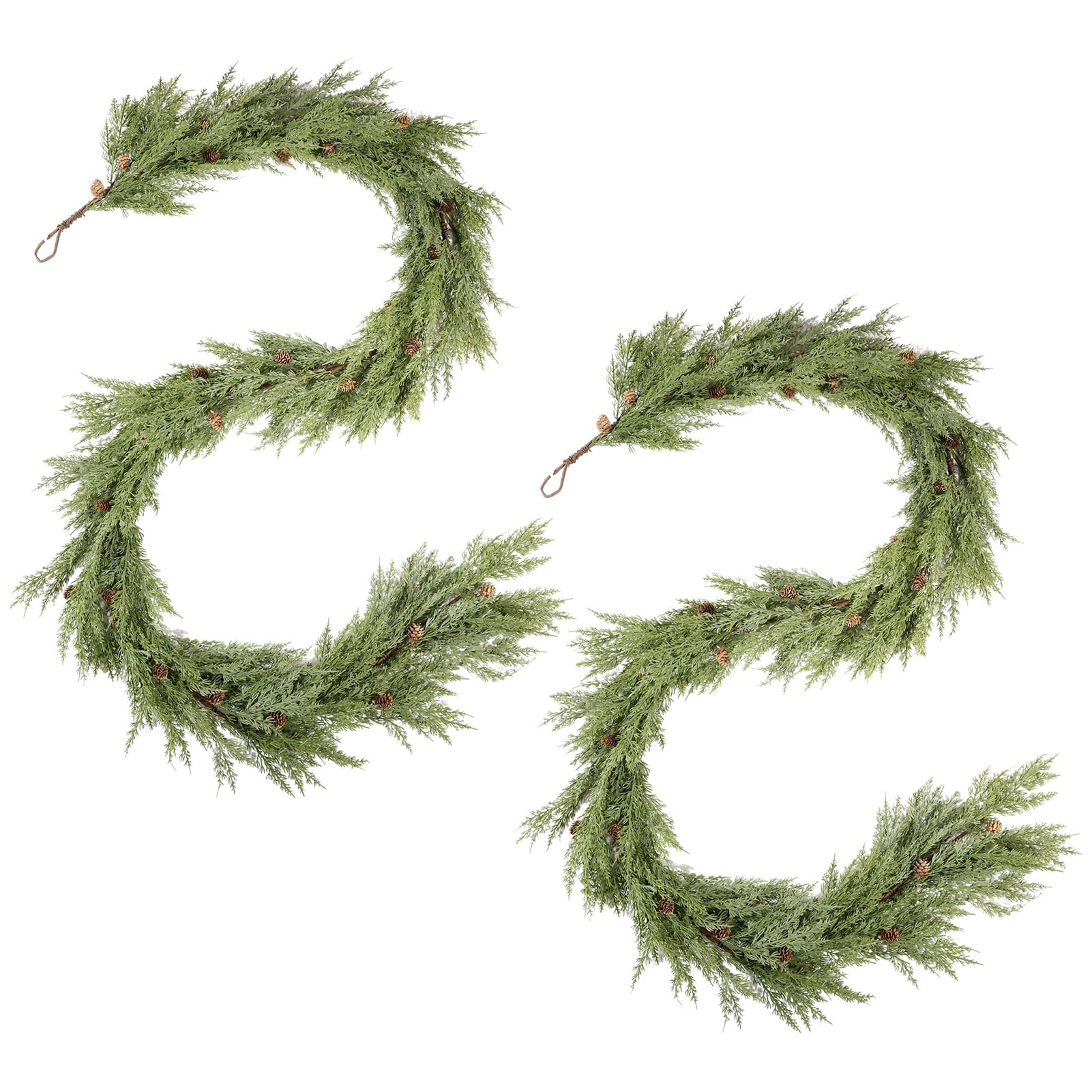 WBHome 2pcs Real Touch Cypress Cedar & Pine Cone Evergreen Garland for Christmas Holiday Seasonal... | Amazon (US)