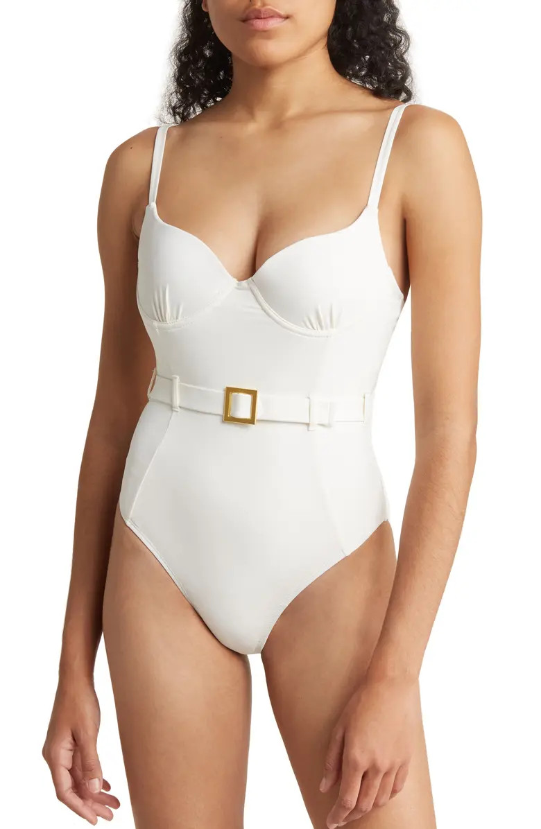 We Wore What Danielle Belted One-Piece Swimsuit | Nordstromrack | Nordstrom Rack