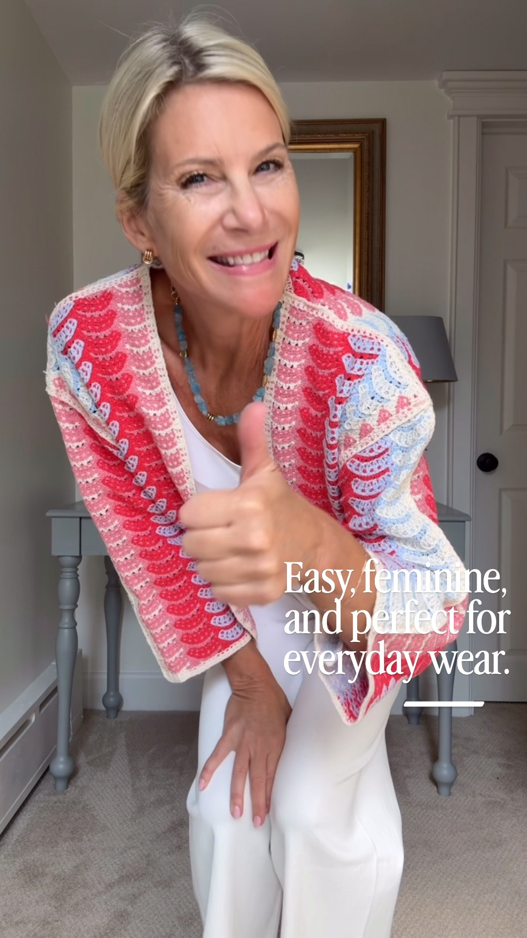 I love how one statement cardigan can completely change a simple white-jeans outfit!  This look feels feminine, fresh, and so easy to wear. The perfect way to add a little color while keeping the rest of the outfit classic.

👩‍💻 LTK PRO TIPS
❤️ Heart = Support my posts ;-)
🔖 Save = Get sale & restock alerts for the things you love!
📋 Lists = Keep favorites organized.
📲 Share = Send lists and products to a friend.
💬 Comment = Ask me anything, and I’ll answer. ;-)

#LTKootd #LTKOver40 #LTKSeasonal