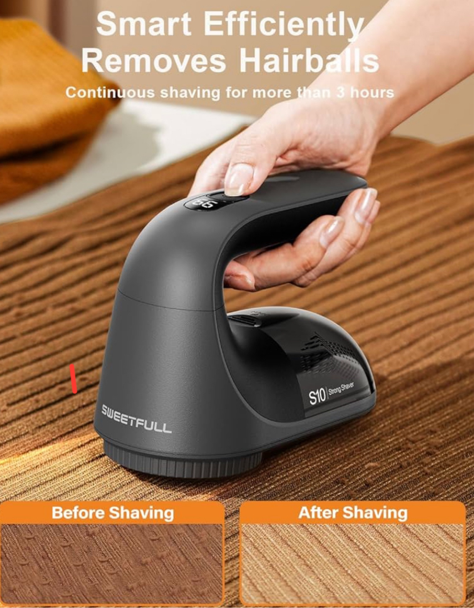 SWEETFULL Fabric Shaver, Rechargeable Lint Remover Sweater Defuzzer, Smart Digital Display Lints Fuzzs Pills Pilling Trimmer for Clothes and Furniture, 3 Replaceable 6-Blades (Black) 
#

#LTKstyletip #LTKhome #LTKover40