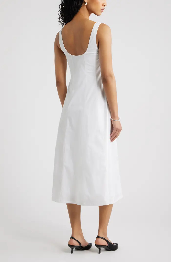 Seamed Strech Cotton Poplin Midi Dress | Nordstrom
