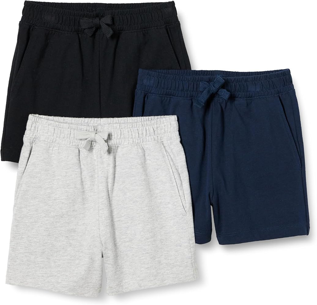 Amazon Essentials Boys and Toddlers' Pull-on Cotton Jersey Shorts with Elastic Waist, Pack of 3 | Amazon (US)