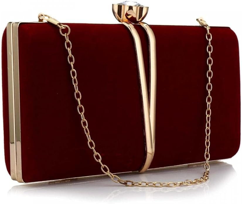 Clutch Bags for Women Vintage Evening HandBag Diamond Handbag Suede Velvet Purse With Detachable ... | Amazon (US)