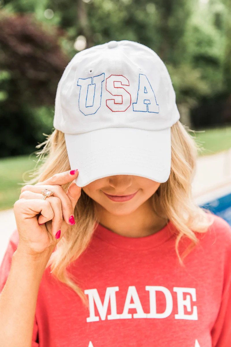 USA Letters Embroidered Baseball Cap | The Pink Lily Boutique