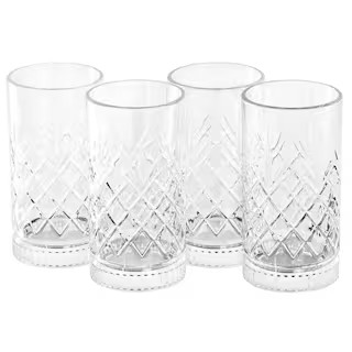 Gibson Home 4 Piece 16 Ounce Diamond Embossed Glass Tumbler Set 985121595M - The Home Depot | The Home Depot