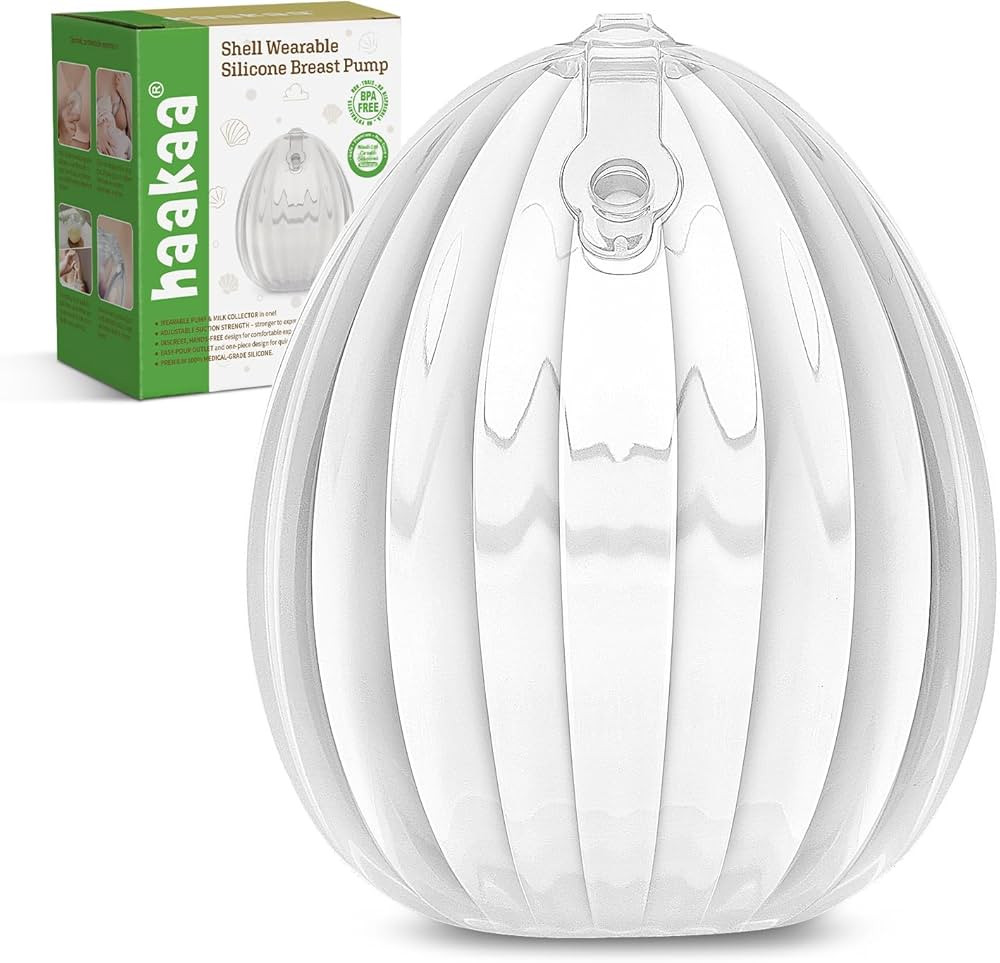 haakaa Shell Wearable Silicone Breast Pump - Silicone Hands Free Breast Pump - Passive Breast Mil... | Amazon (US)