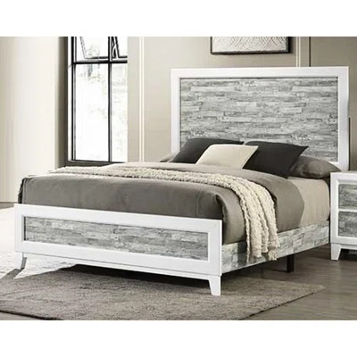 Panel Bed In Modern Style With Gray & White Finish Bedroom And Stylish Design | Wayfair North America