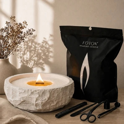 Deluxe Stone Gift Set | Foton Pearled Candle