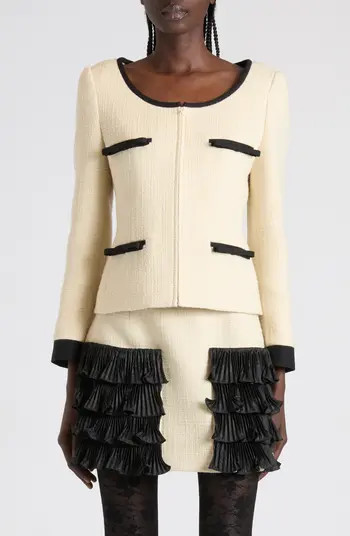 Valentino Bow Detail Virgin Wool Blend Tweed Jacket | Nordstrom | Nordstrom