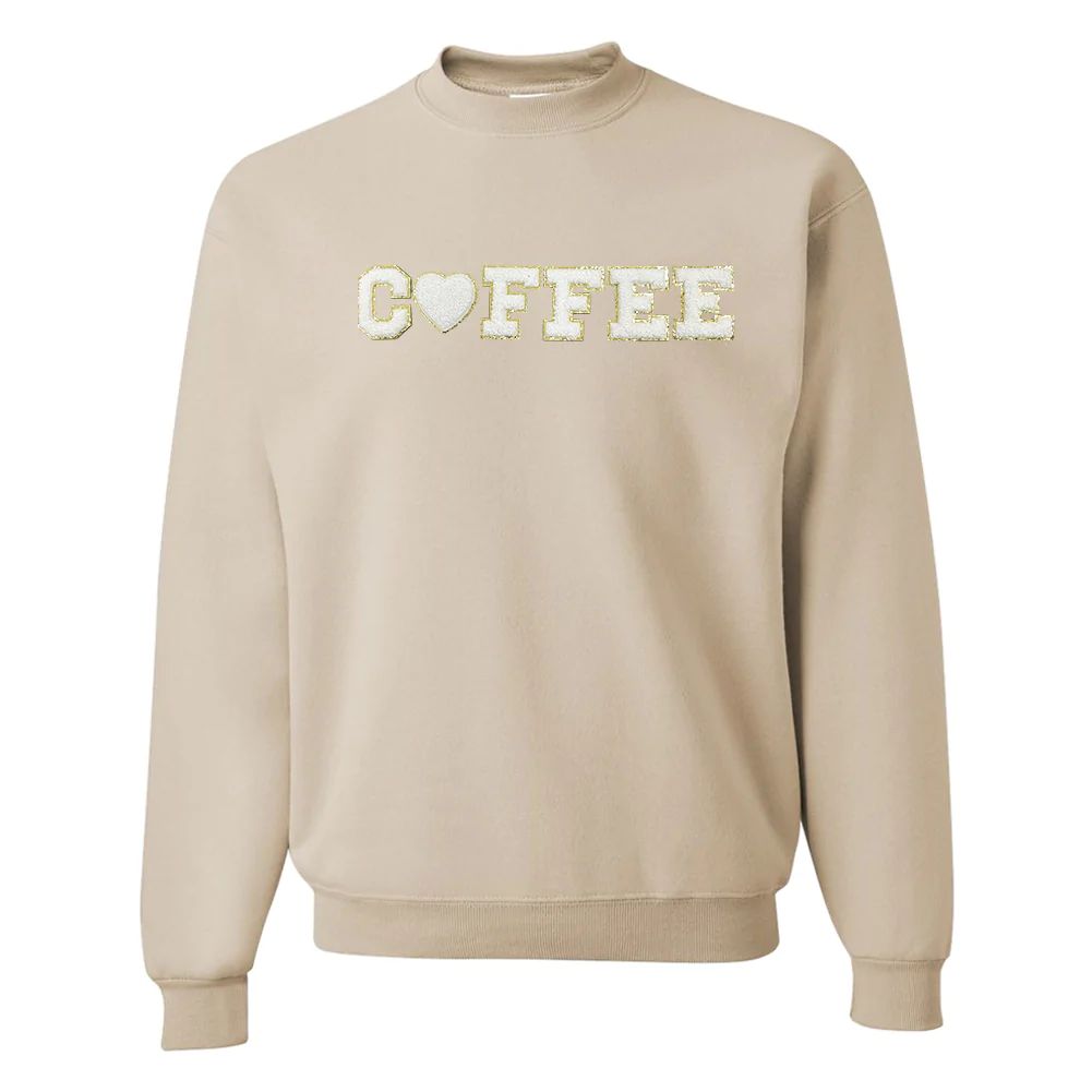 Coffee Heart Letter Patch Crewneck Sweatshirt | United Monograms