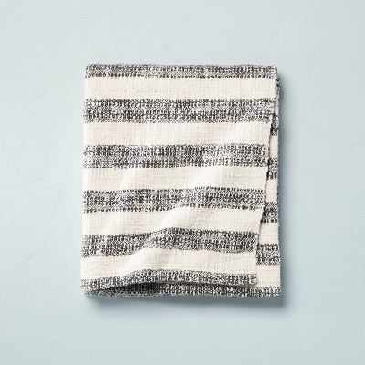 Contrast Edge Stripe Throw Blanket Railroad Gray/Cream - Hearth & Hand™ with Magnolia | Target