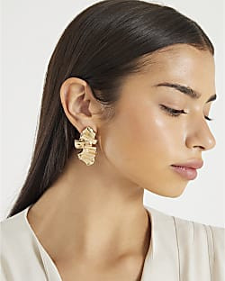 Gold Molten Stud Earrings | River Island UK & IE